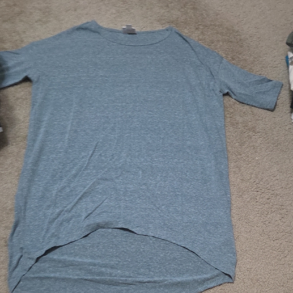 Women's Blue Gray Heathered Solid  Lularoe IRMA Shirt, Xxs